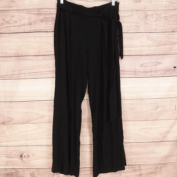 Banana Republic Pants - Banana Republic Pants Womens 4 Black Flowy Crepe Belted Dress Pants 29x27.5